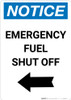 Notice: Emergency Fuel Shut Off with Left Arrow Portrait