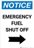 Notice: Emergency Fuel Shut Off with Right Arrow Portrait