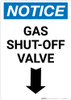 Notice: Gas Shut-Off Valve with Down Arrow Portrait