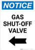 Notice: Gas Shut-Off Valve with Left Arrow Portrait Notice: Gas Shut-Off Valve with Left Arrow Portrait