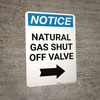 Notice: Natural Gas Shut-Off Valve with Right Arrow Portrait