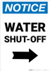Notice: Water Shut-Off with Right Arrow Portrait Notice: Water Shut-Off with Right Arrow Portrait