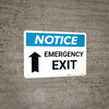 Notice: Emergency Exit with Up arrow Landscape