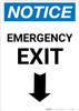 Notice: Emergency Exit with Down Arrow Portrait