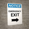 Notice: Emergency Exit with Right arrow Portrait