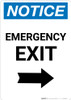 Notice: Emergency Exit with Right arrow Portrait