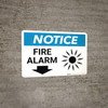 Notice: Fire Alarm with Down Arrow Landscape