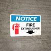 Notice: Fire Extinguisher with Down Arrow and Icon Landscape Notice: Fire Extinguisher with Down Arrow and Icon Landscape