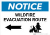 Notice: Wildfire Evacuation Route with Left Arrow Landscape