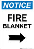 Notice: Fire Blanket with Right Arrow Portrait