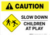 Caution: Slow Down - Children At Play with Icon Landscape Caution: Slow Down - Children At Play with Icon Landscape
