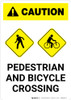 Caution: Pedestrian and Bicycle Crossing with Icon Portrait