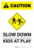 Caution: Slow Down - Kids At Play with Icon Portrait Caution: Slow Down - Kids At Play with Icon Portrait