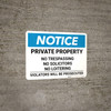 Notice: Private Property - No Trespassing/Solicitors/Loitering Landscape