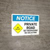 Notice: Private Road - No Trespassing/Soliciting with Icon Landscape Notice: Private Road - No Trespassing/Soliciting with Icon Landscape