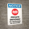 Notice: Do Not Enter - Private Driveway - No Trespassing or Solicitors with Icon Portrait