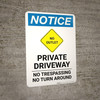 Notice: Private Driveway - No Trespassing/Turn Around with No Outlet Icon Portrait