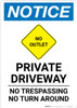 Notice: Private Driveway - No Trespassing/Turn Around with No Outlet Icon Portrait