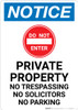 Notice: Private Property - No Trespassing/Solicitors/Parking with Icon Portrait