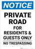 Notice: Private Road For Residents And Guests Only No Trespassing Portrait Notice: Private Road For Residents And Guests Only No Trespassing Portrait