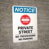 Notice: Private Street - No Trespassing/Parking Portrait Notice: Private Street - No Trespassing/Parking Portrait