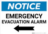Notice: Emergency Evacuation Alarm with Left Arrow Landscape Notice: Emergency Evacuation Alarm with Left Arrow Landscape