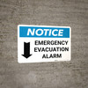 Notice: Emergency Evacuation Alarm with Down Arrow Landscape Notice: Emergency Evacuation Alarm with Down Arrow Landscape