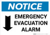 Notice: Emergency Evacuation Alarm with Down Arrow Landscape Notice: Emergency Evacuation Alarm with Down Arrow Landscape
