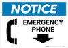 Notice: Emergency Phone with Down Arrow and Icon Landscape