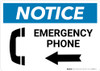 Notice: Emergency Phone with Left Arrow and Icon Landscape Notice: Emergency Phone with Left Arrow and Icon Landscape