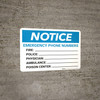 Notice: Emergency Phone Numbers Landscape Notice: Emergency Phone Numbers Landscape