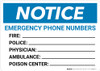 Notice: Emergency Phone Numbers Landscape Notice: Emergency Phone Numbers Landscape