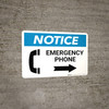 Notice: Emergency Phone with Right Arrow and Icon Landscape