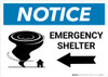 Notice: Emergency Shelter Left Arrow with Icon Landscape