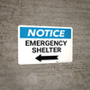 Notice: Emergency Shelter Left Arrow Landscape