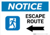 Notice: Escape Route Left Arrow with Icon Landscape