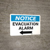 Notice: Evacuation Alarm Left Arrow Landscape