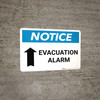 Notice: Evacuation Alarm with Up Arrow Landscape