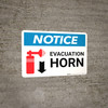 Notice: Evacuation Horn Down Arrow with Icon Landscape Notice: Evacuation Horn Down Arrow with Icon Landscape