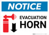 Notice: Evacuation Horn Down Arrow with Icon Landscape Notice: Evacuation Horn Down Arrow with Icon Landscape