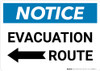 Notice: Evacuation Route with Left Arrow Landscape Notice: Evacuation Route with Left Arrow Landscape