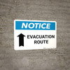 Notice: Evacuation Route with Up Arrow Landscape