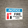 Notice: Fire Evacuation Horn Down Arrow with Icon Landscape