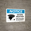 Notice: Severe Weather Shelter Area with Left Arrow Landscape