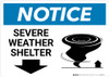 Notice: Severe Weather Shelter with Down Arrow Landscape