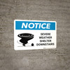 Notice: Severe Weather Shelter Downstairs with Icon Landscape