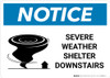 Notice: Severe Weather Shelter Downstairs with Icon Landscape