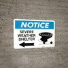 Notice: Severe Weather Shelter with Left Arrow Landscape Notice: Severe Weather Shelter with Left Arrow Landscape