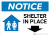 Notice: Shelter In Place Down Arrow with Icon Landscape Notice: Shelter In Place Down Arrow with Icon Landscape