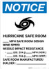 Notice: Hurricane Safe Room Design Wind Speed Portrait Notice: Hurricane Safe Room Design Wind Speed Portrait